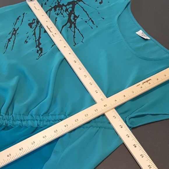 MAD Style Teal and Black Flowy Shirt - Picture 8 of 11